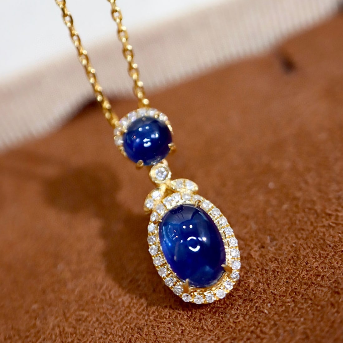 14k Gold 1.96 Ctw Natural Sapphire & Diamond Pendant( Without Chain ) - 4