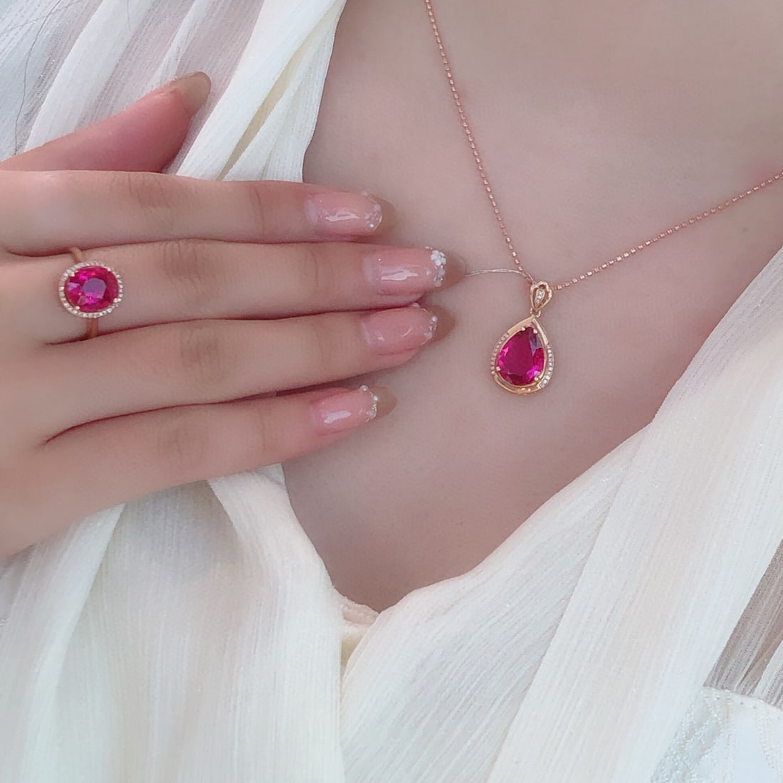 14k Gold 5.01 Ct Natural Tourmaline & Diamond Jewelry Set - 4