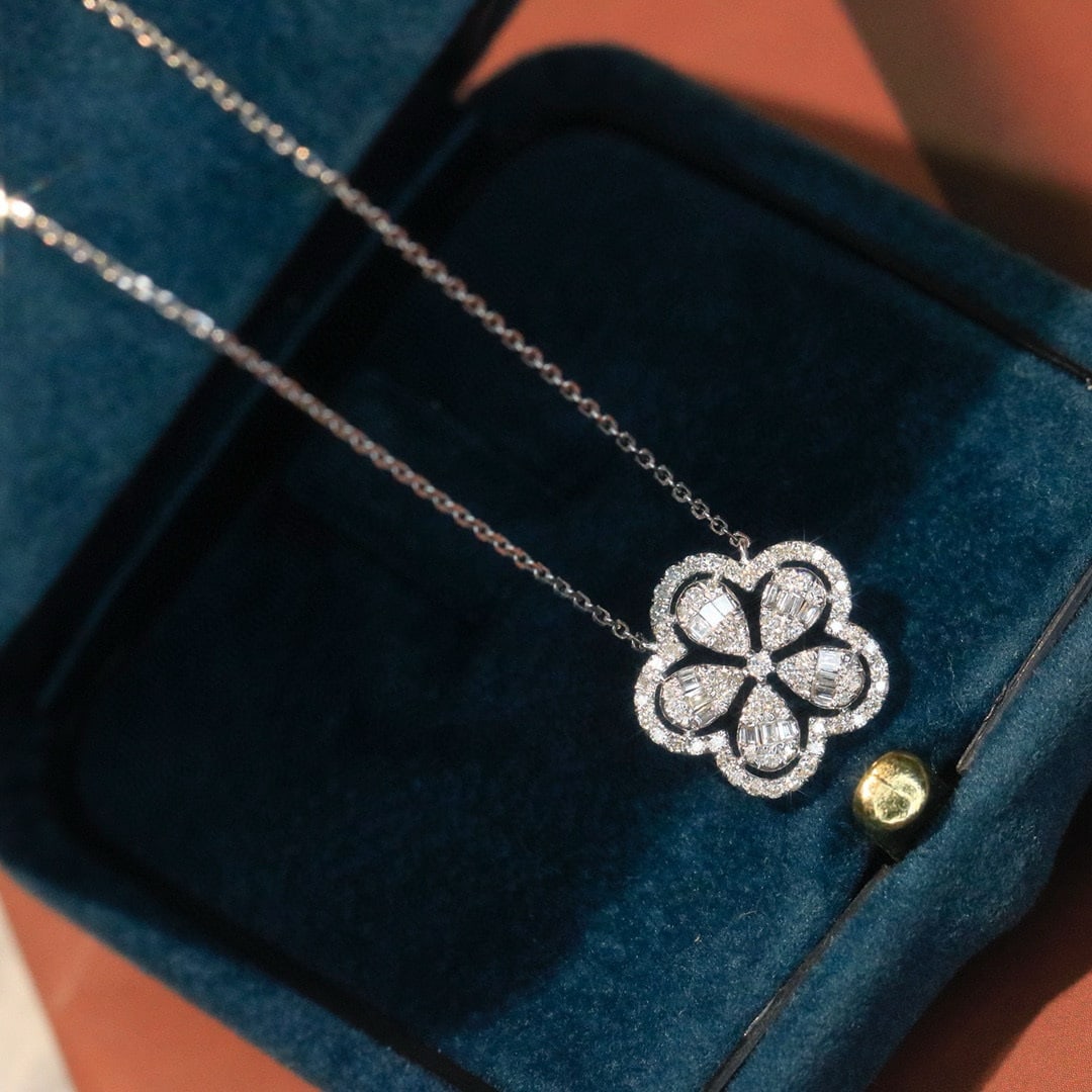 14k Gold 0.35 Ct Natural H Diamond Necklace - 5