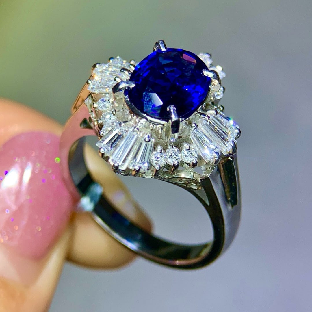 14k Gold 2.39 Ctw Natural Sapphire & Diamond Ring - 3