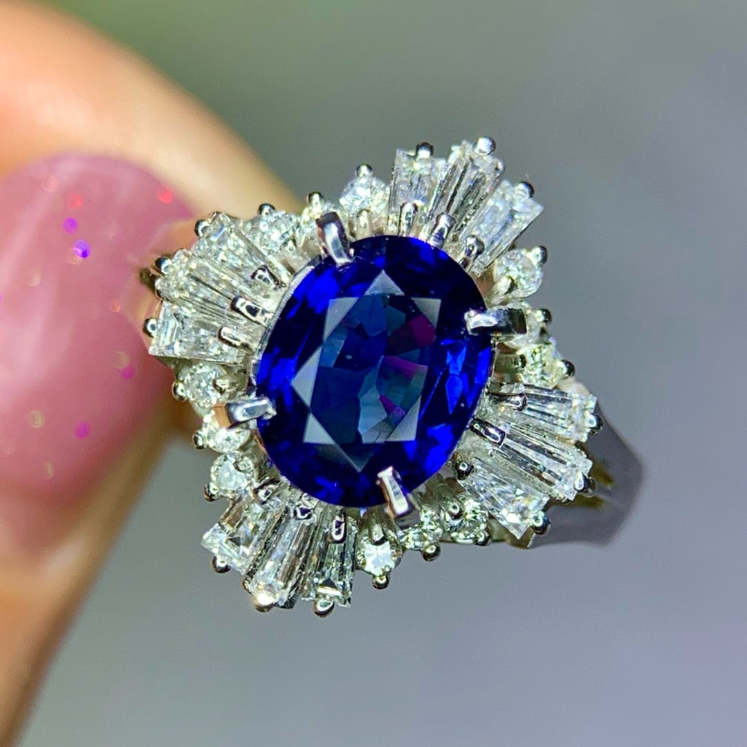 14k Gold 2.39 Ctw Natural Sapphire & Diamond Ring - 4