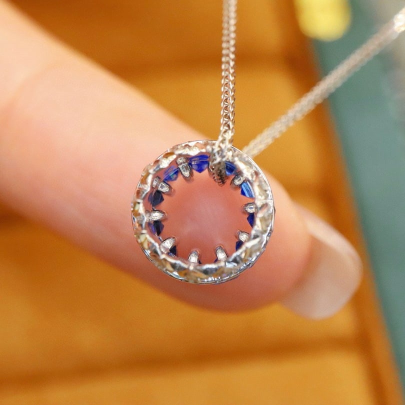 14k Gold 1.72 Ctw Natural Sapphire & Diamond Pendant( Without Chain ) - 5