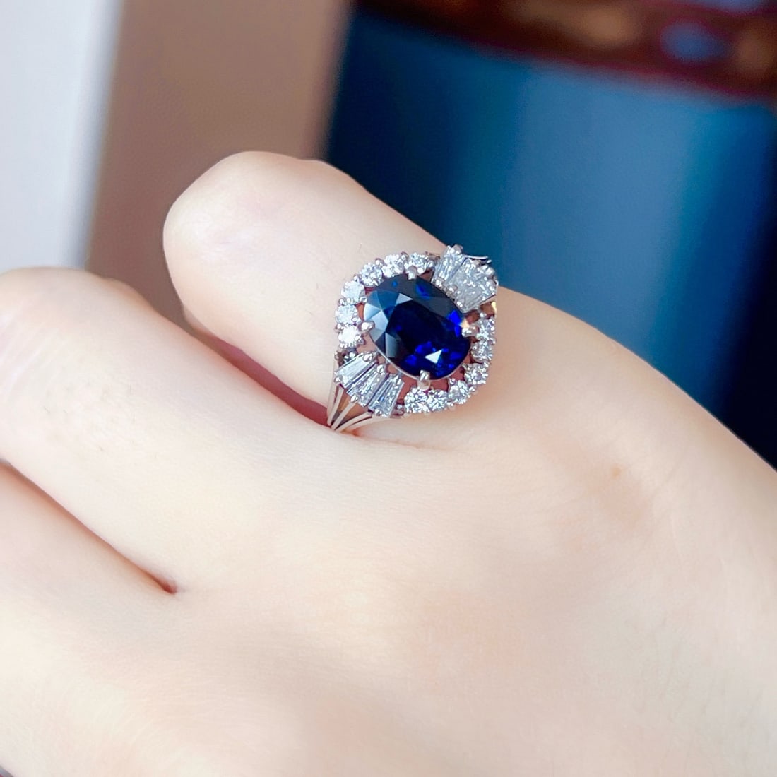 14k Gold 2.92 Ctw Natural Sapphire & Diamond Ring - 5