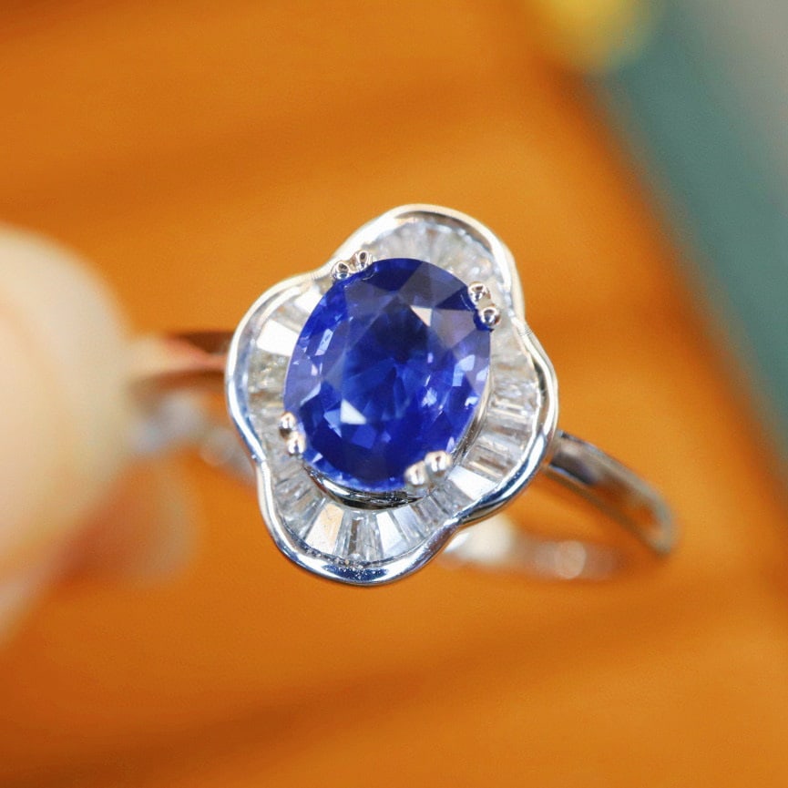 14k Gold 1.23 Ctw Natural Sapphire & Diamond Ring - 3