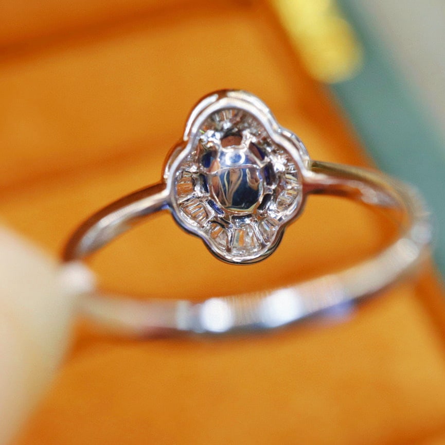 14k Gold 1.23 Ctw Natural Sapphire & Diamond Ring - 4
