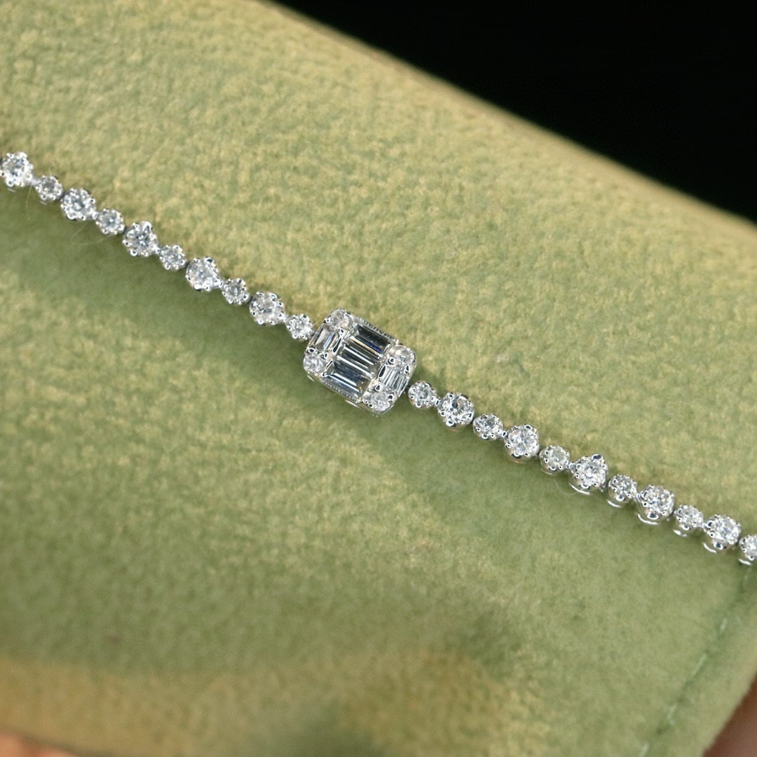 14k Gold 0.6 Ct Natural H Diamond Bracelet - 2