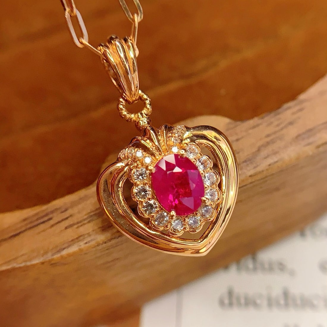 14k Gold 0.55 Ct Natural Ruby & Diamond & Sapphire Pendant( Without Chain ) (1 of 8)