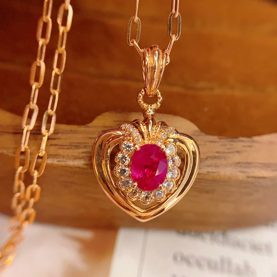 14k Gold 0.55 Ct Natural Ruby & Diamond & Sapphire Pendant( Without Chain ) - 4