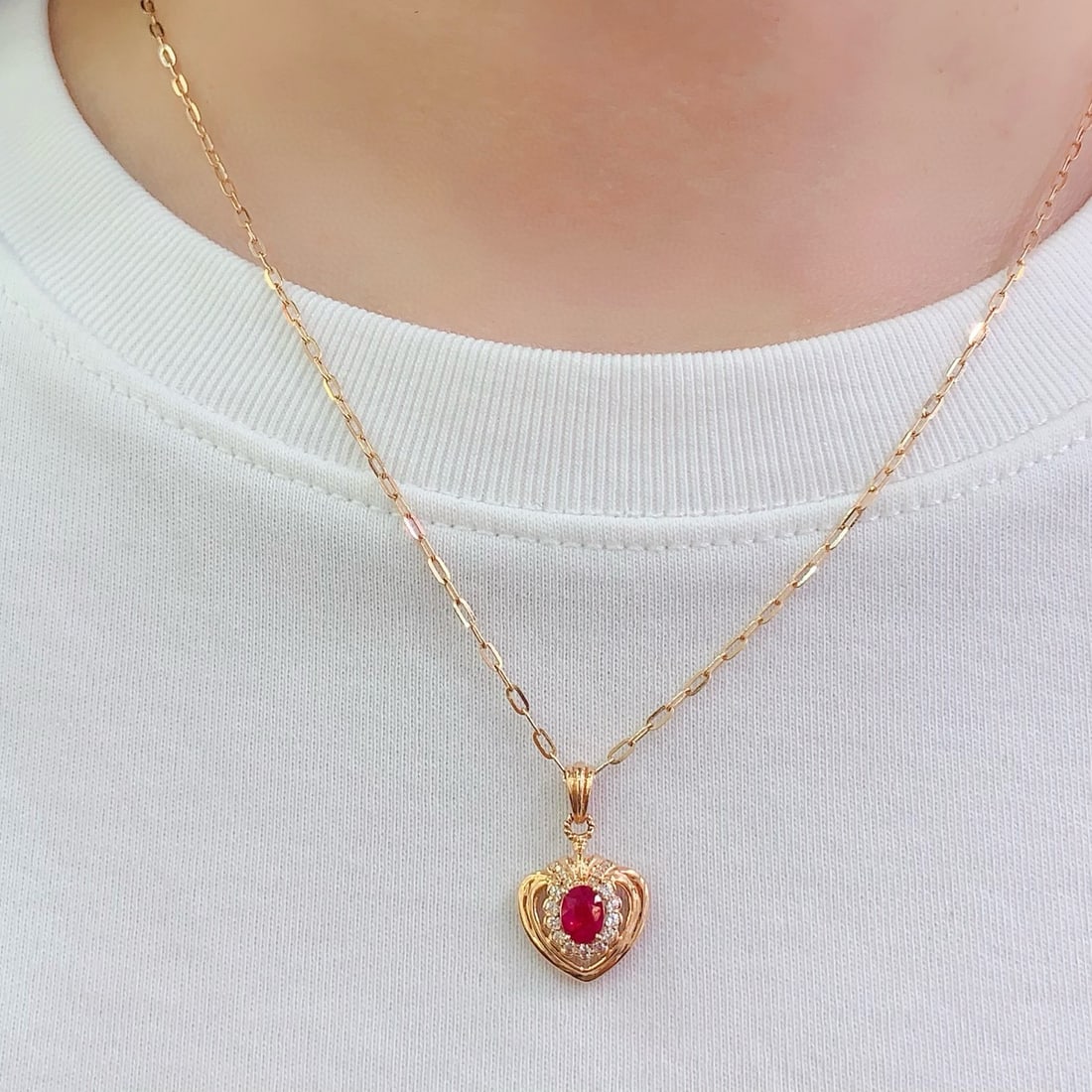 14k Gold 0.55 Ct Natural Ruby & Diamond & Sapphire Pendant( Without Chain ) - 5
