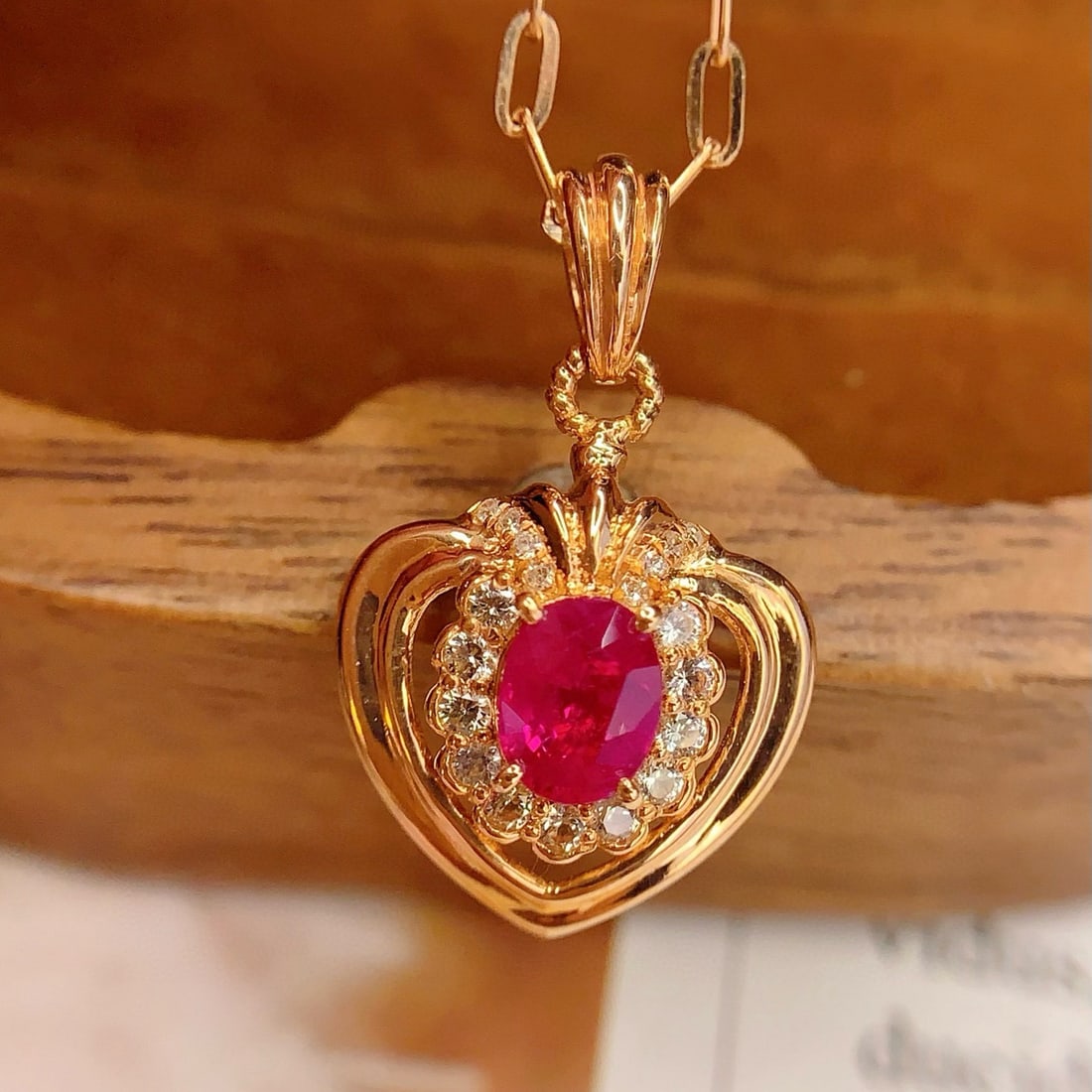 14k Gold 0.55 Ct Natural Ruby & Diamond & Sapphire Pendant( Without Chain ) - 6