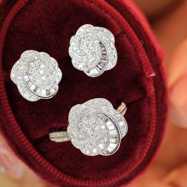 14k Gold 1.5 Ctw Natural H Diamond Jewelry Set - 3