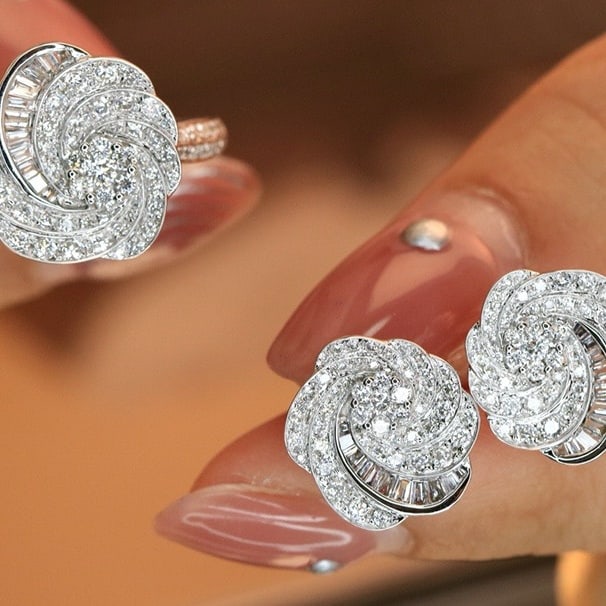 14k Gold 1.5 Ctw Natural H Diamond Jewelry Set - 7
