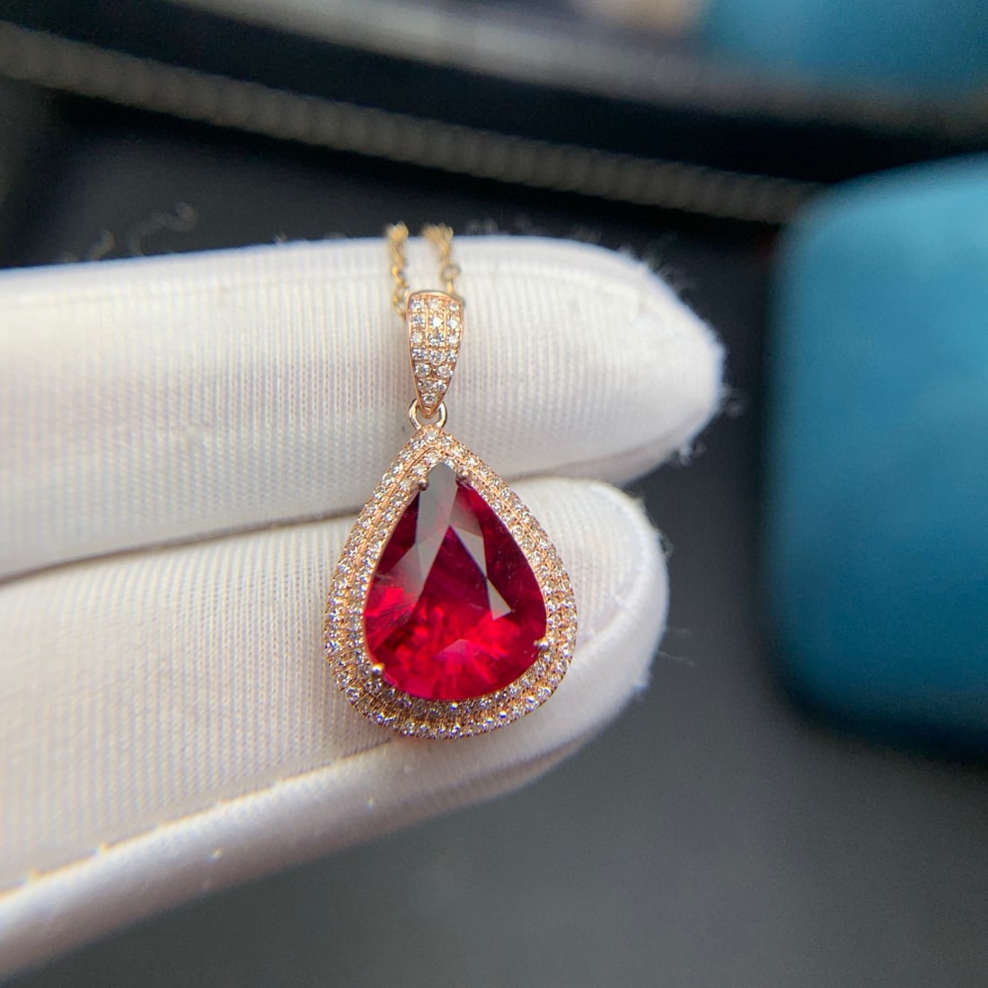 14k Gold 3.6 Ct Natural Tourmaline & Diamond Pendant( Without Chain ) - 3