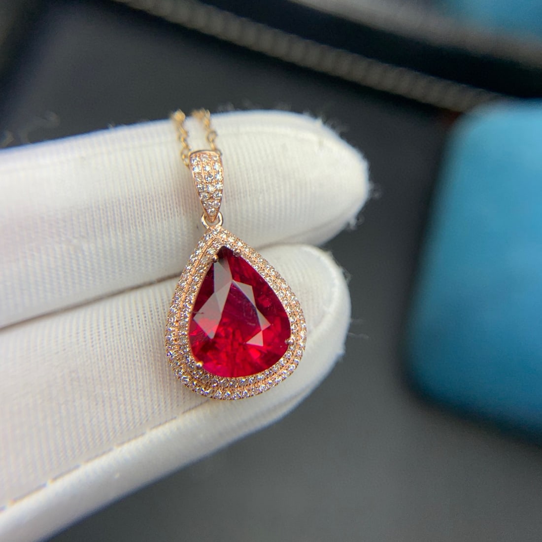 14k Gold 3.6 Ct Natural Tourmaline & Diamond Pendant( Without Chain ) - 4