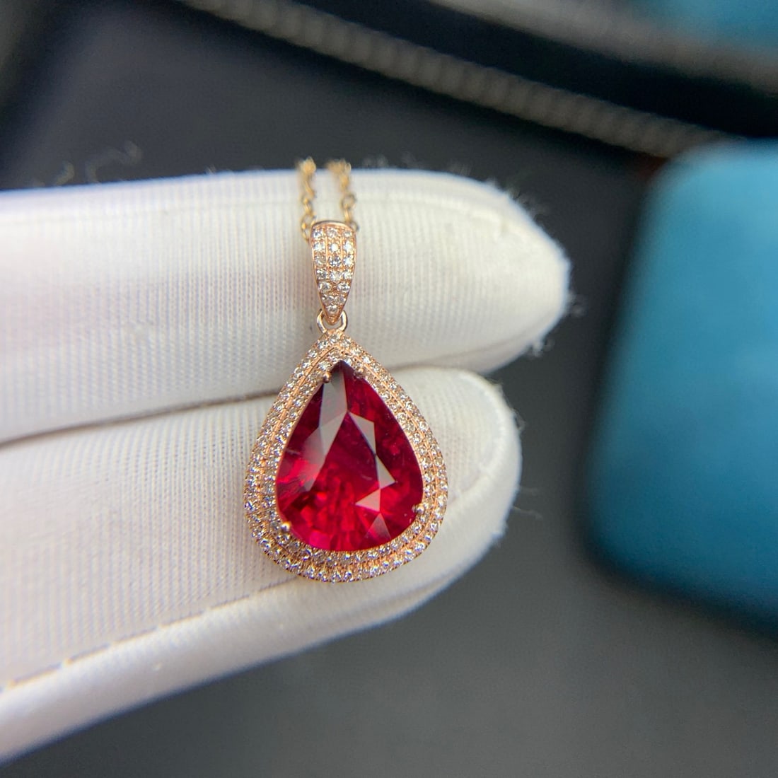 14k Gold 3.6 Ct Natural Tourmaline & Diamond Pendant( Without Chain ) - 5