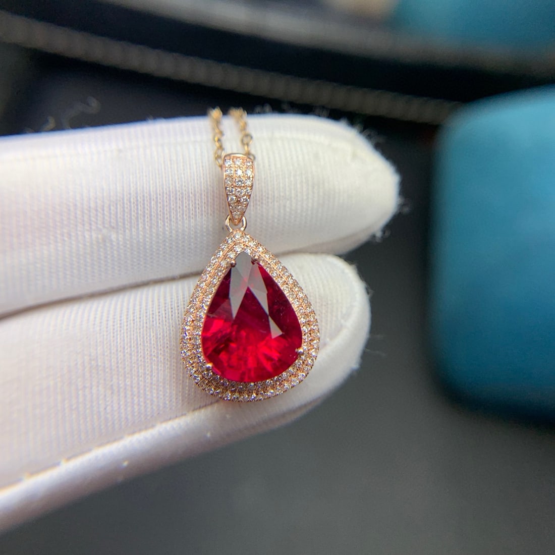 14k Gold 3.6 Ct Natural Tourmaline & Diamond Pendant( Without Chain ) - 6