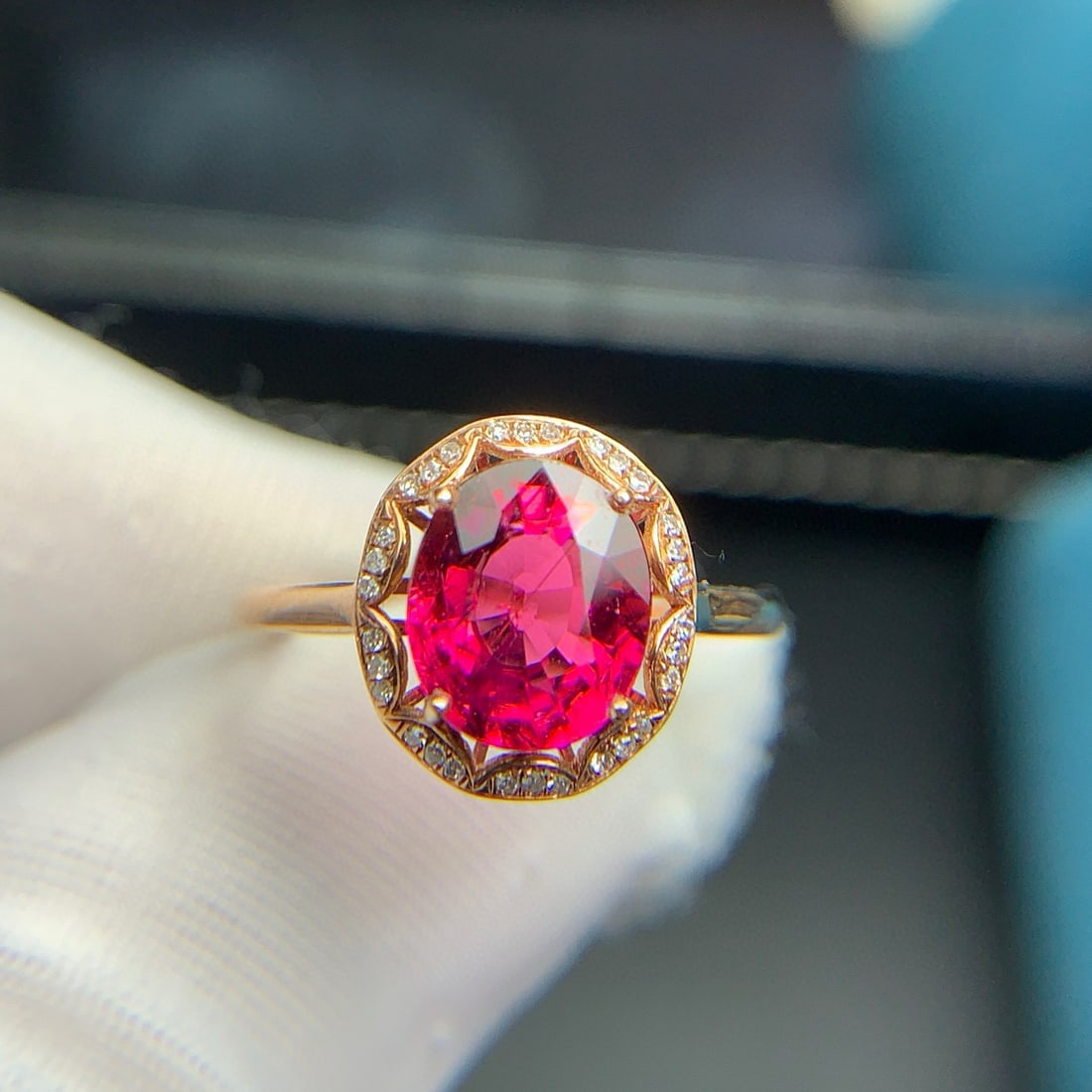 14k Gold 2.3 Ct Natural Tourmaline & Diamond Ring - 2
