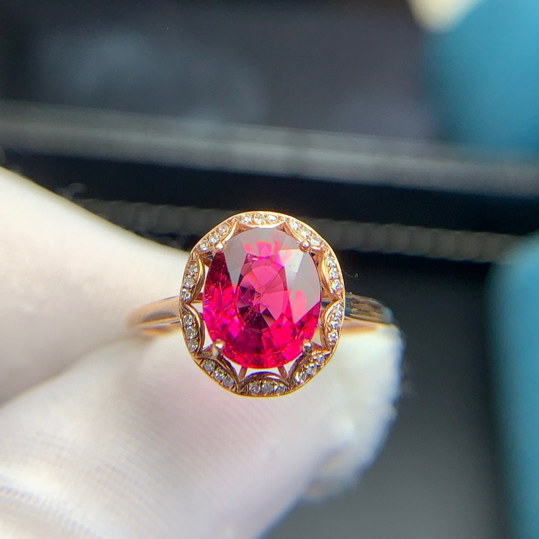 14k Gold 2.3 Ct Natural Tourmaline & Diamond Ring - 4
