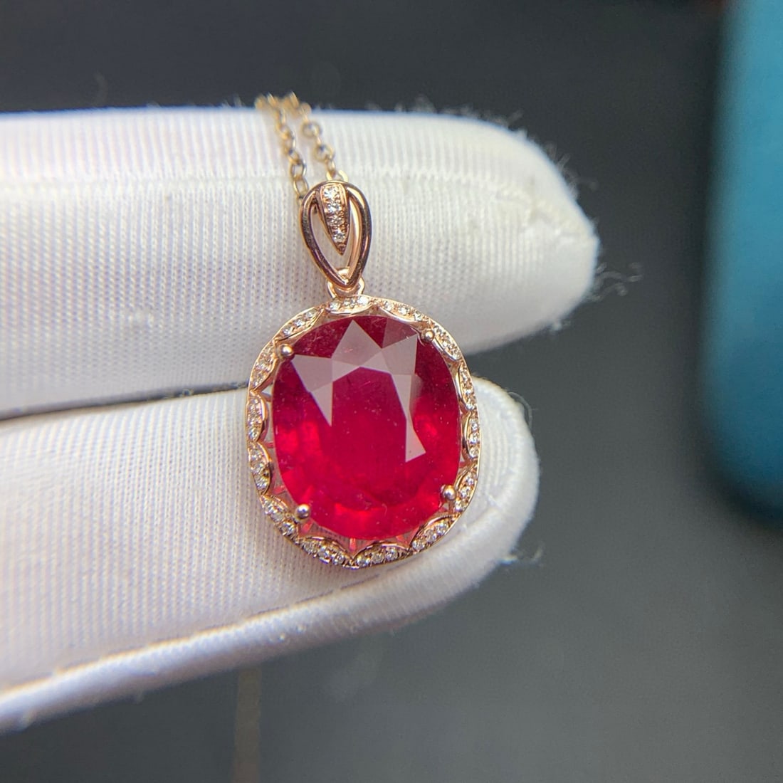 14k Gold 6.1 Ct Natural Tourmaline & Diamond Pendant( Without Chain ) - 4