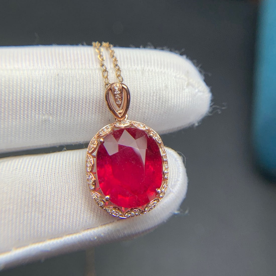 14k Gold 6.1 Ct Natural Tourmaline & Diamond Pendant( Without Chain ) - 5