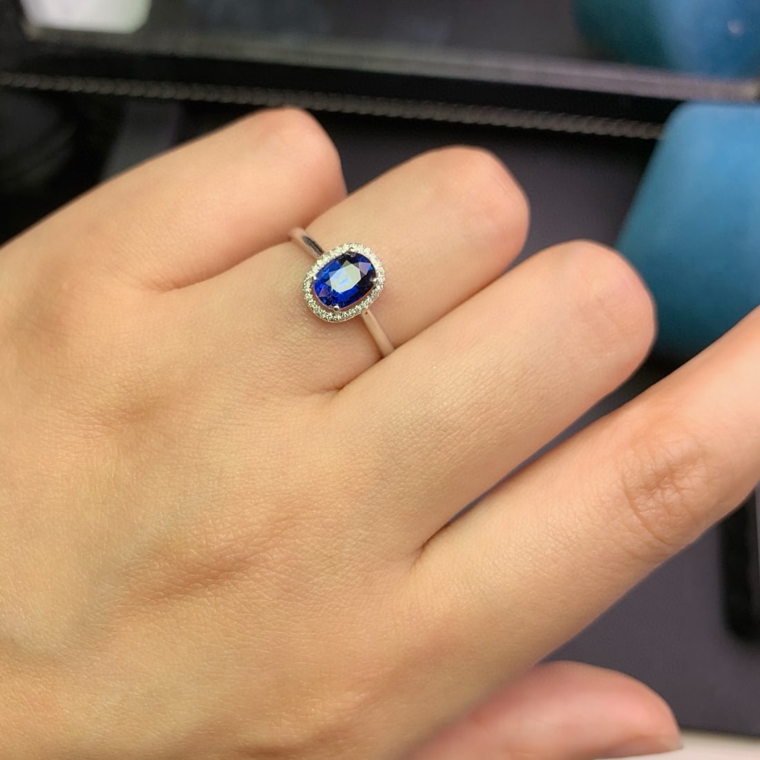 14k Gold 1.22 Ct Natural Sapphire & Diamond Ring - 5