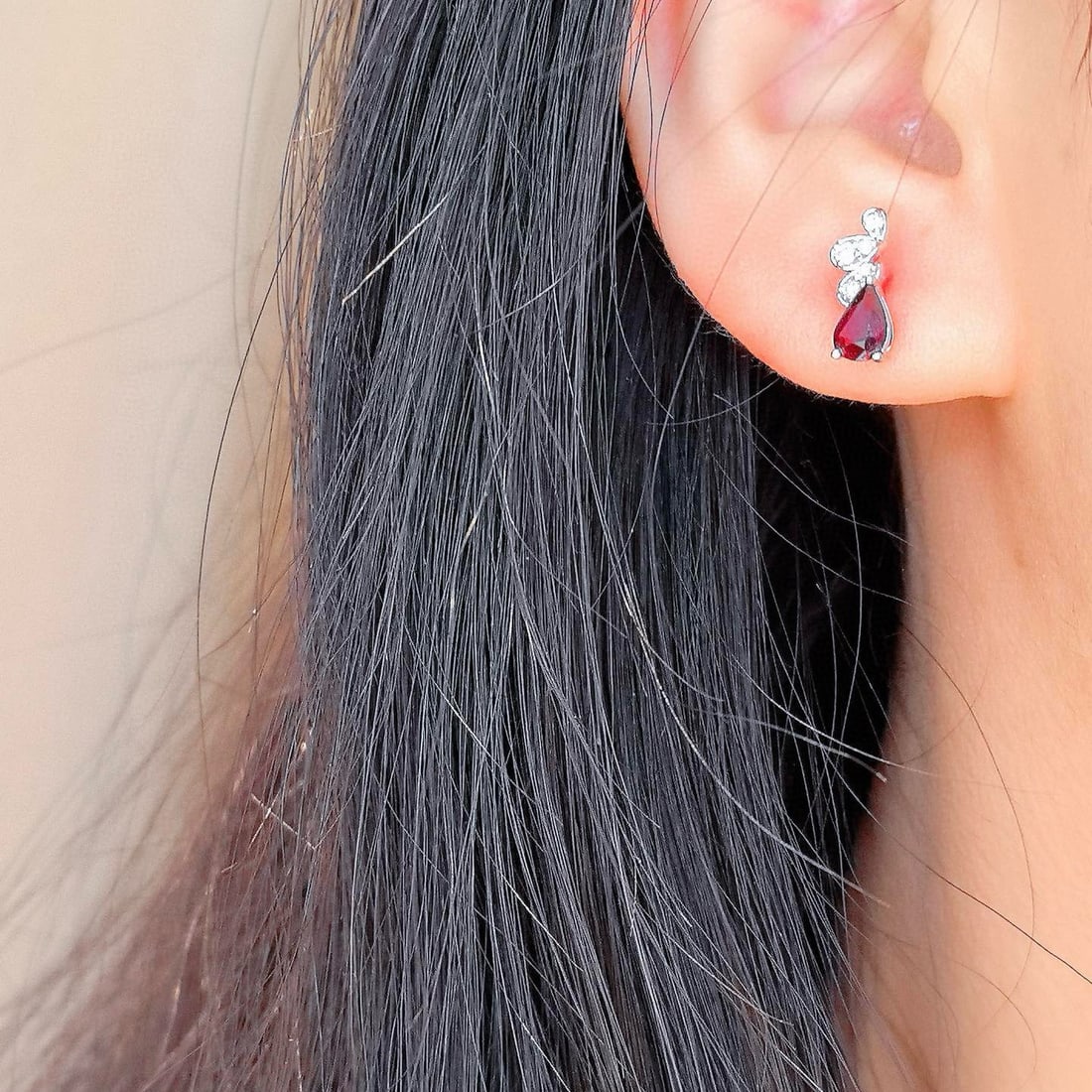 14k Gold 1.28 Ctw Natural Ruby & Diamond Earrings - 6