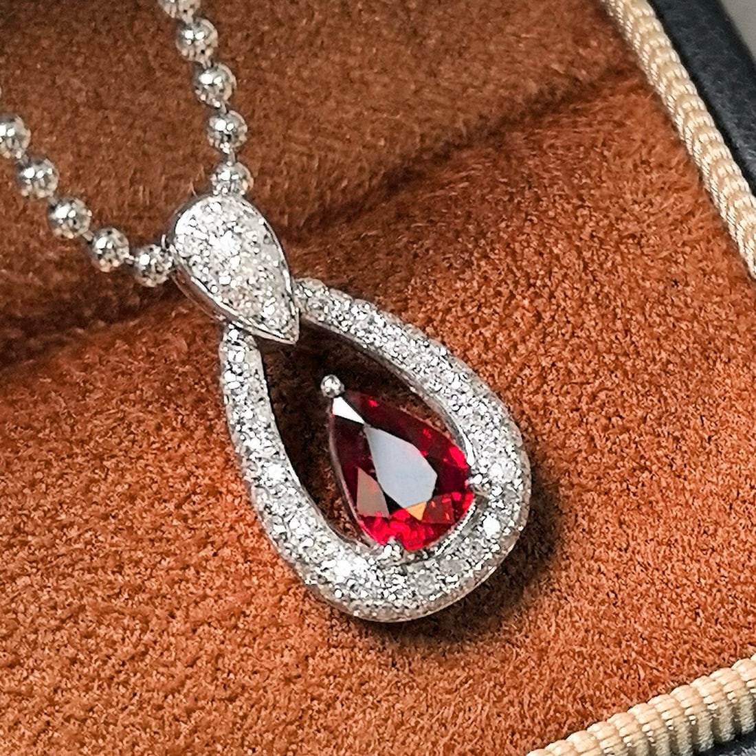 14k Gold 1.11 Ctw Natural Ruby & Diamond Pendant( Without Chain ) - 2