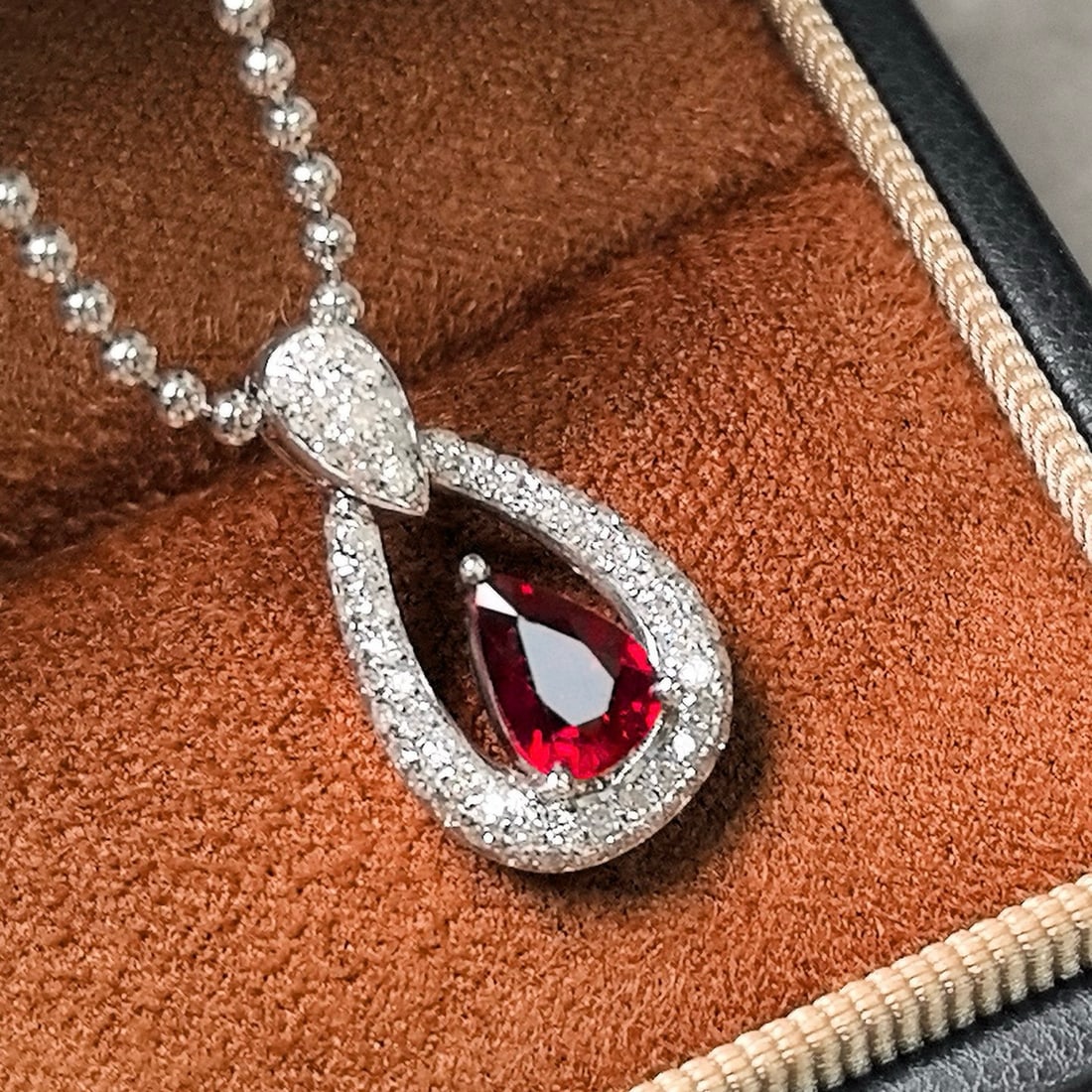 14k Gold 1.11 Ctw Natural Ruby & Diamond Pendant( Without Chain ) - 3