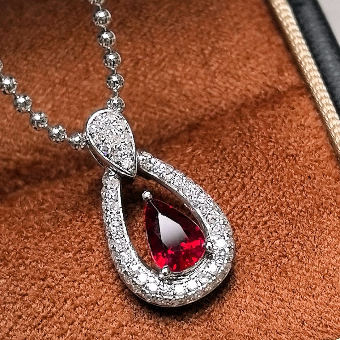 14k Gold 1.11 Ctw Natural Ruby & Diamond Pendant( Without Chain ) - 4