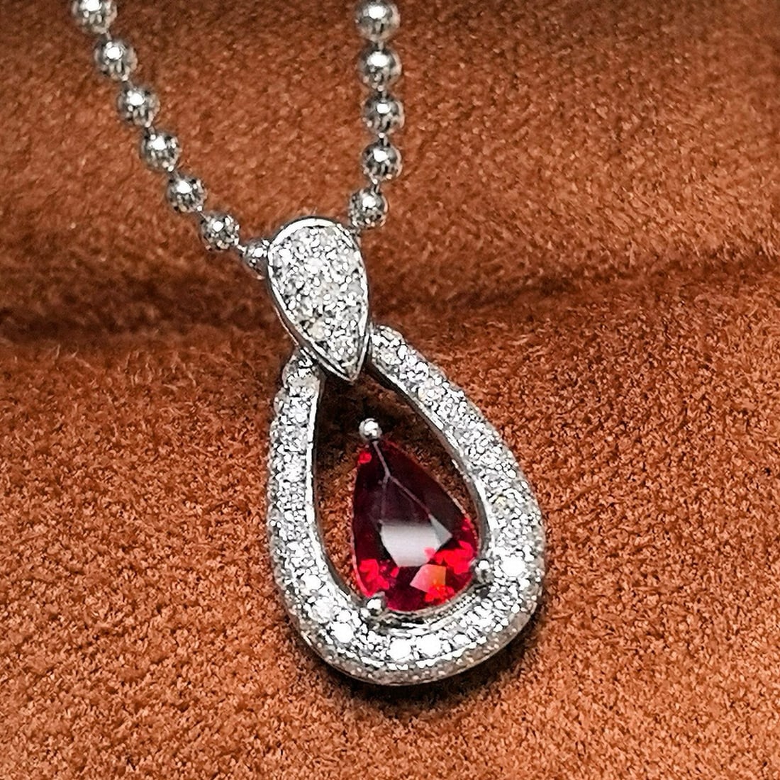 14k Gold 1.11 Ctw Natural Ruby & Diamond Pendant( Without Chain ) - 5