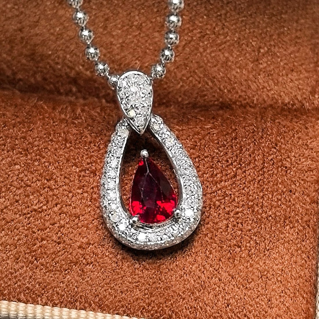 14k Gold 1.11 Ctw Natural Ruby & Diamond Pendant( Without Chain ) - 6