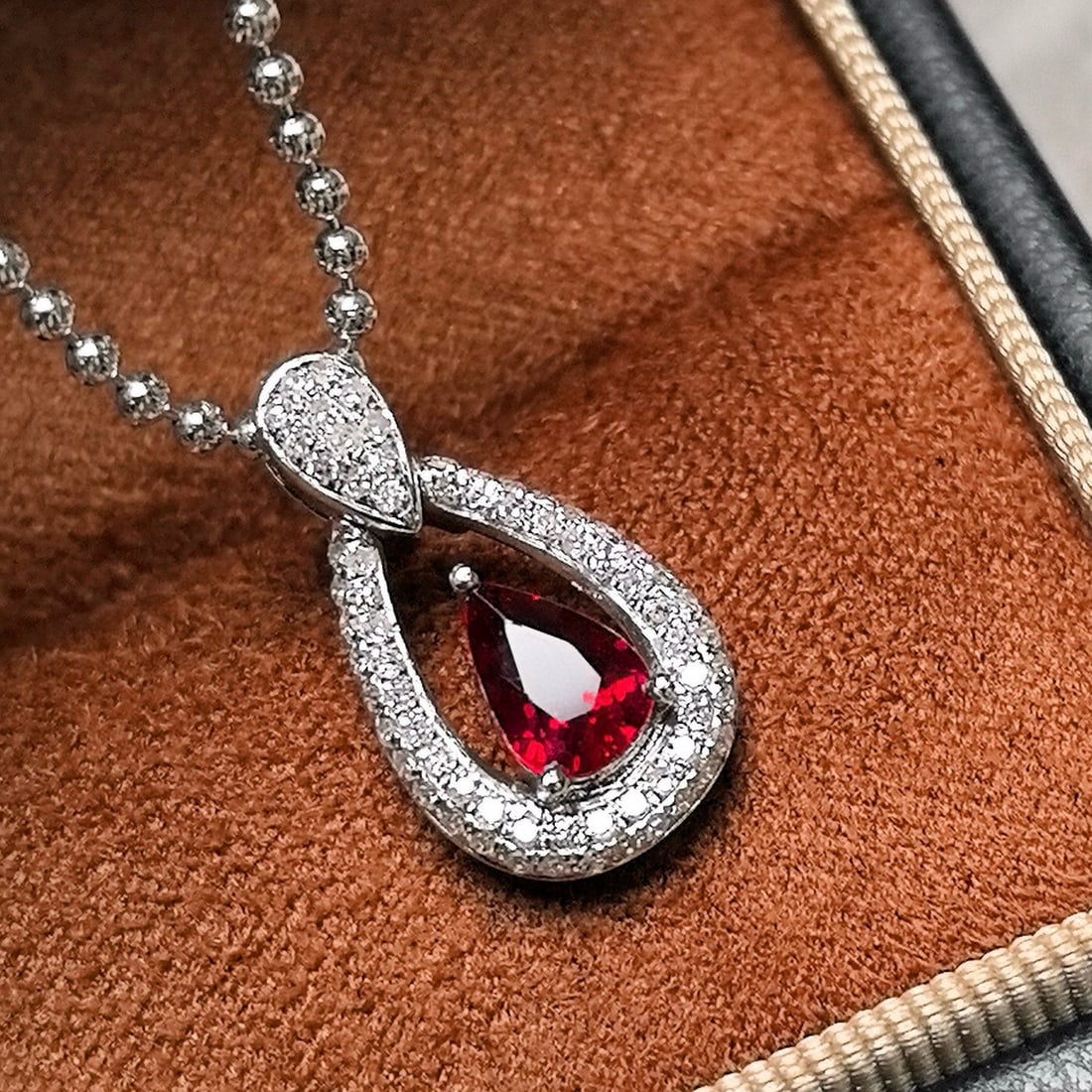14k Gold 1.11 Ctw Natural Ruby & Diamond Pendant( Without Chain ) - 7