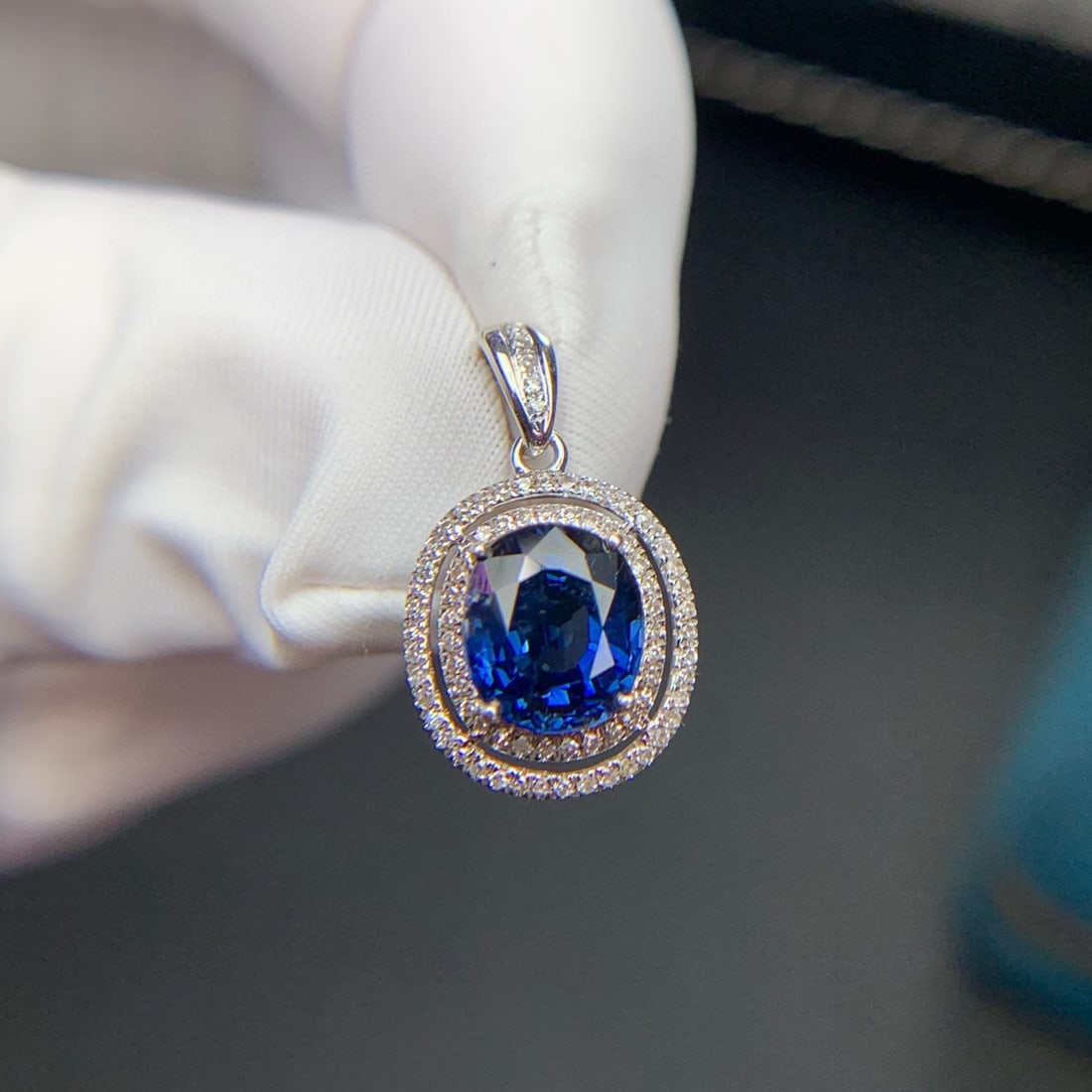 14k Gold 1.72 Ct Natural Sapphire & Diamond Pendant( Without Chain ) - 3
