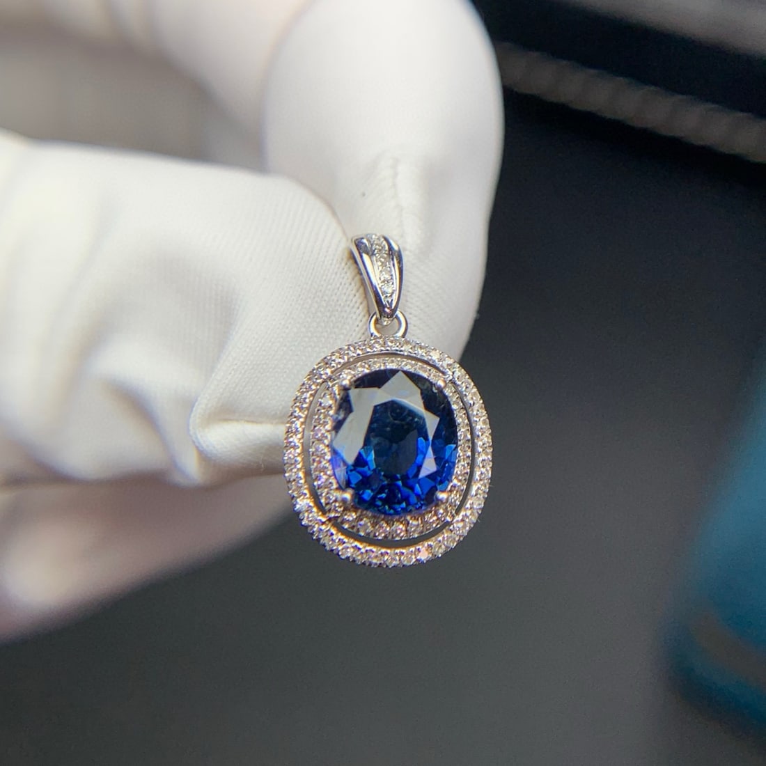 14k Gold 1.72 Ct Natural Sapphire & Diamond Pendant( Without Chain ) - 4
