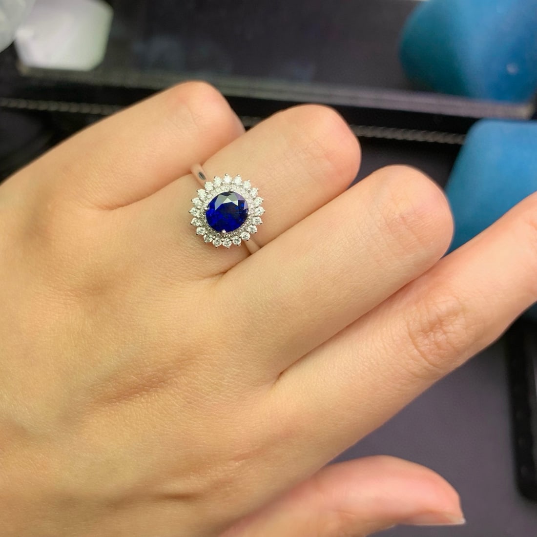 14k Gold 1.17 Ct Natural Sapphire & Diamond Ring - 5