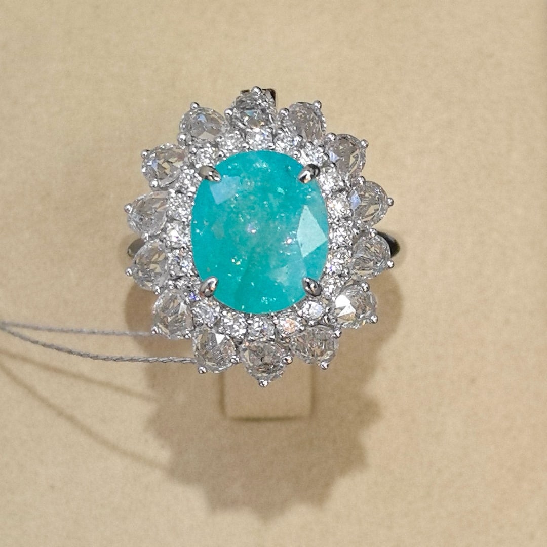 14k Gold 4.24 Ctw Natural Paraiba Tourmaline & Sapphire Ring/pendant( Without Chain ) - 2