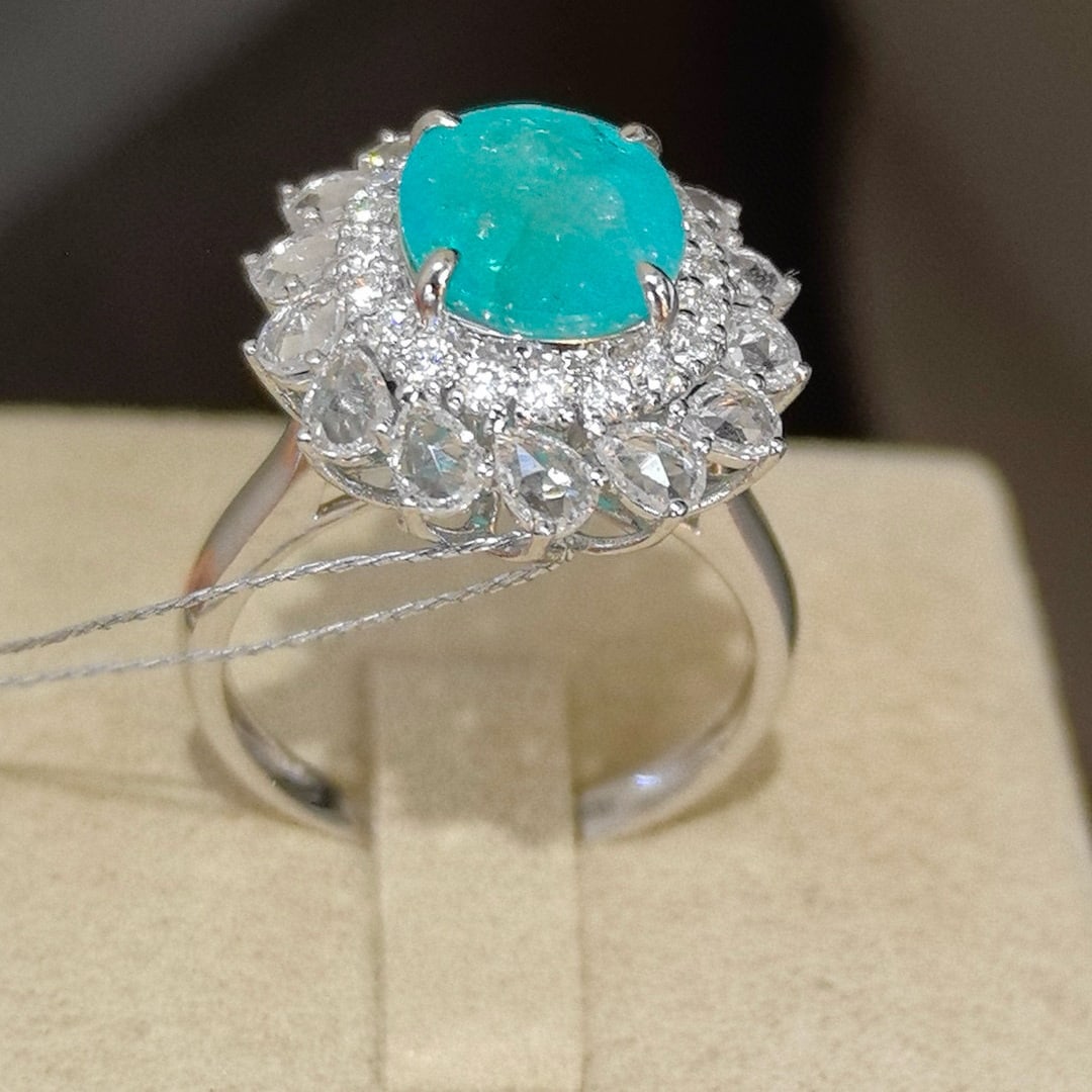 14k Gold 4.24 Ctw Natural Paraiba Tourmaline & Sapphire Ring/pendant( Without Chain ) - 5