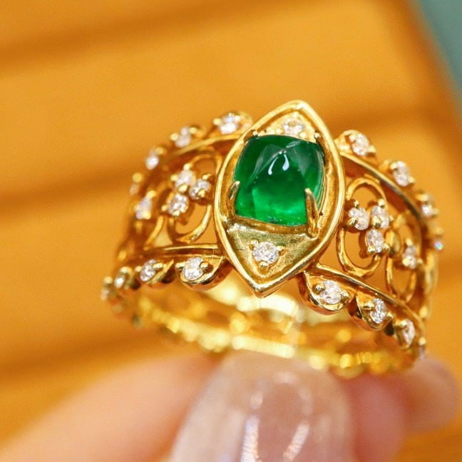 14k Gold 1.06 Ctw Vivid Green Natural Emerald & Diamond Ring - 4
