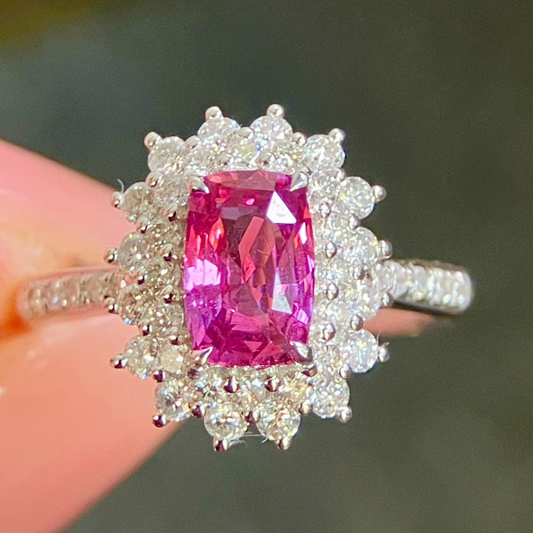 14k Gold 1.93 Ctw Natural Padparadscha Sapphire & Diamond Ring - 2