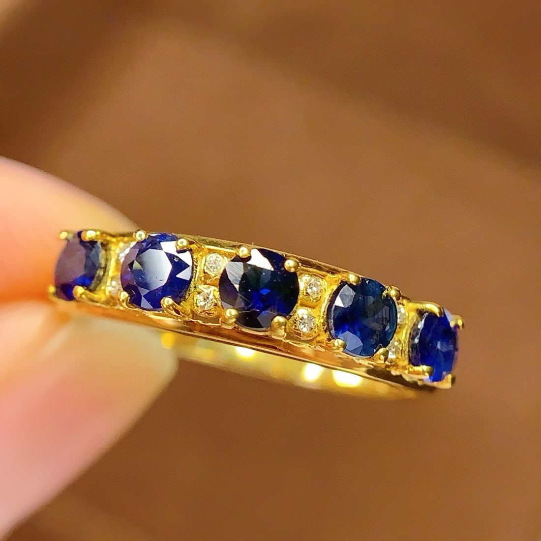 14k Gold 1.2 Ct Natural Sapphire & Diamond Ring - 4