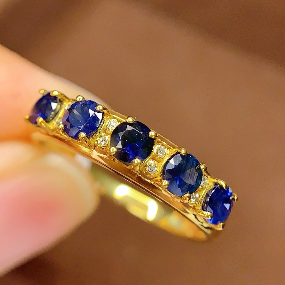 14k Gold 1.2 Ct Natural Sapphire & Diamond Ring - 5