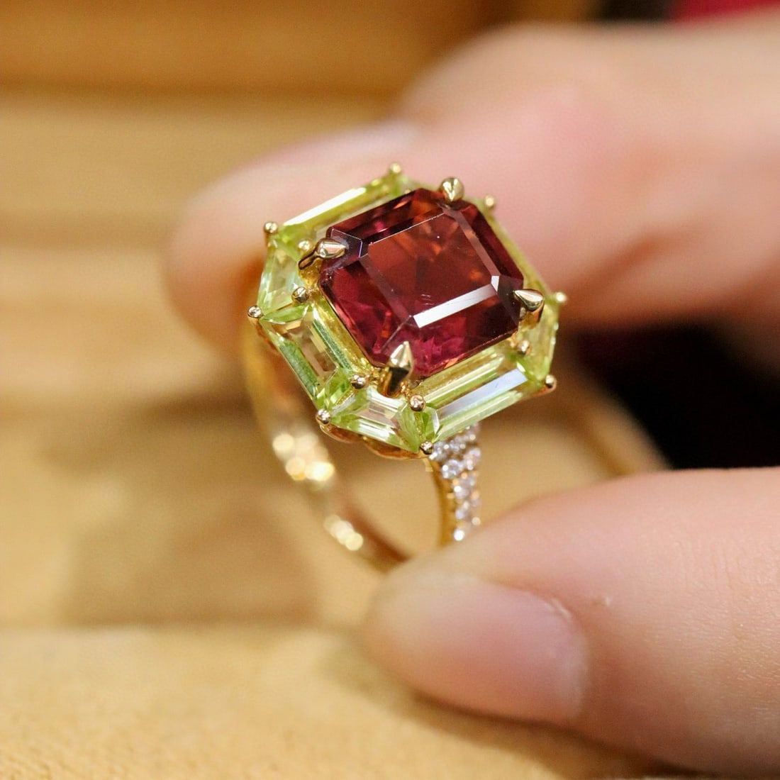 14k Gold 4.98 Ctw Natural Tourmaline & Diamond Ring - 4