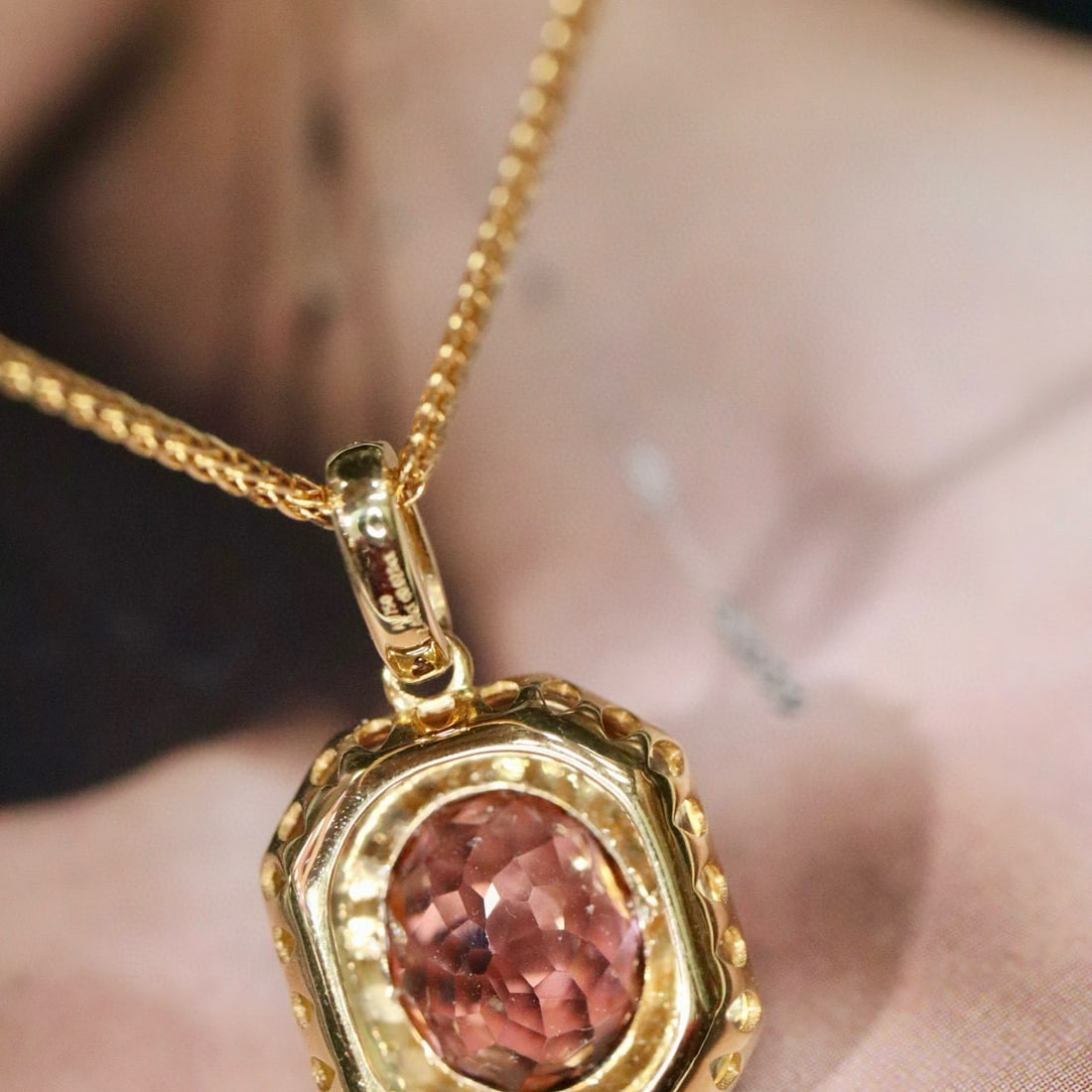 14k Gold 2.51 Ctw Natural Tourmaline & Diamond Pendant( Without Chain ) - 5