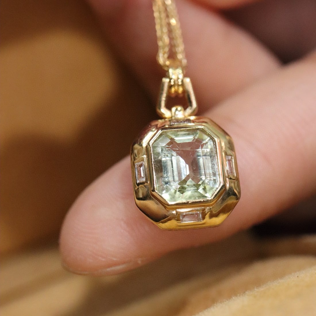 14k Gold 1.66 Ctw Natural Tourmaline & Diamond Pendant( Without Chain ) - 2