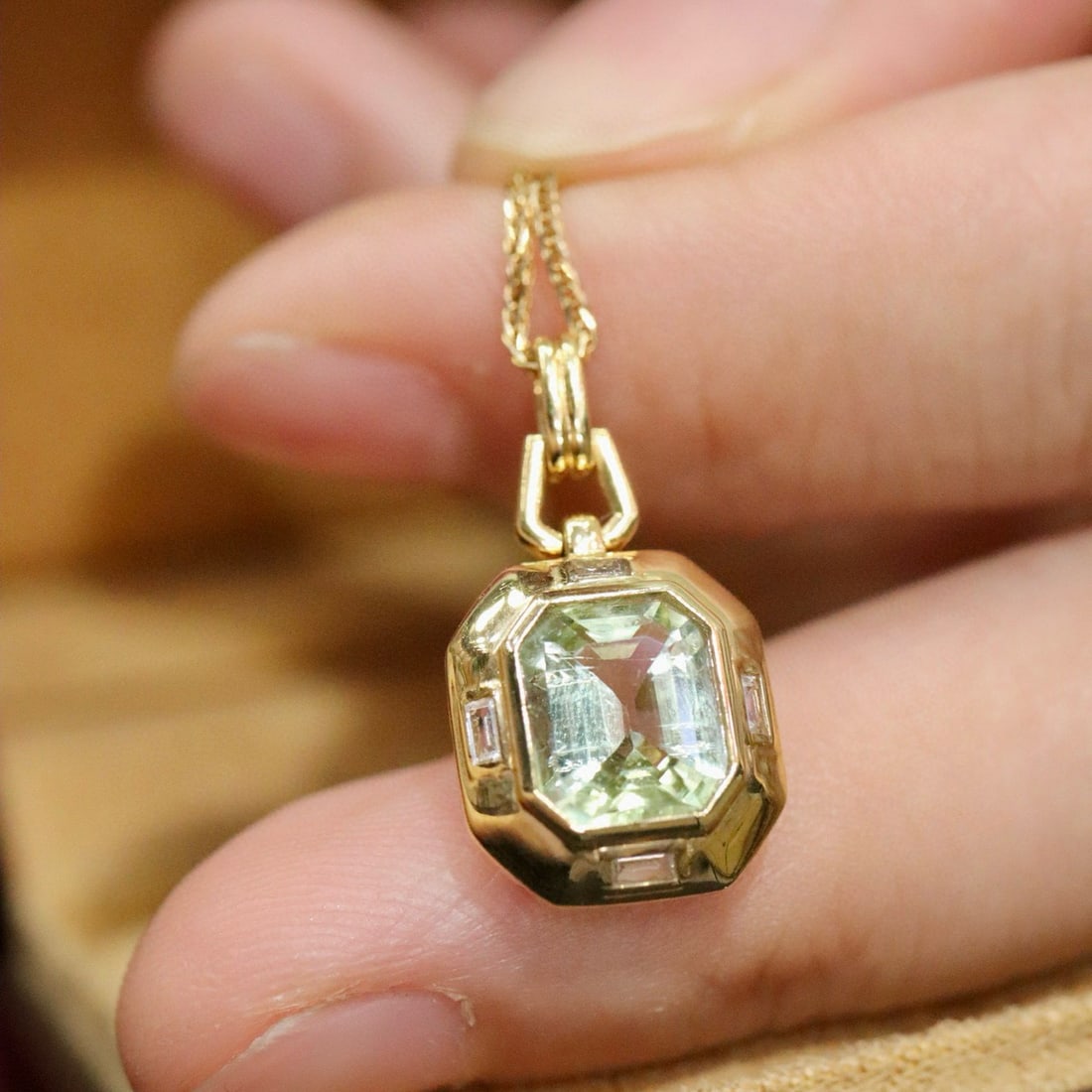 14k Gold 1.66 Ctw Natural Tourmaline & Diamond Pendant( Without Chain ) - 4