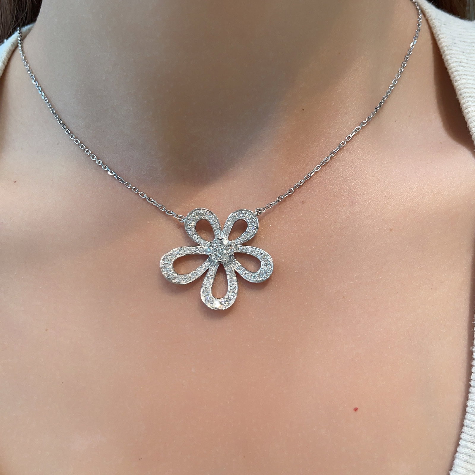 14k Gold 1.95 Ct Natural H Diamond Necklace - 2