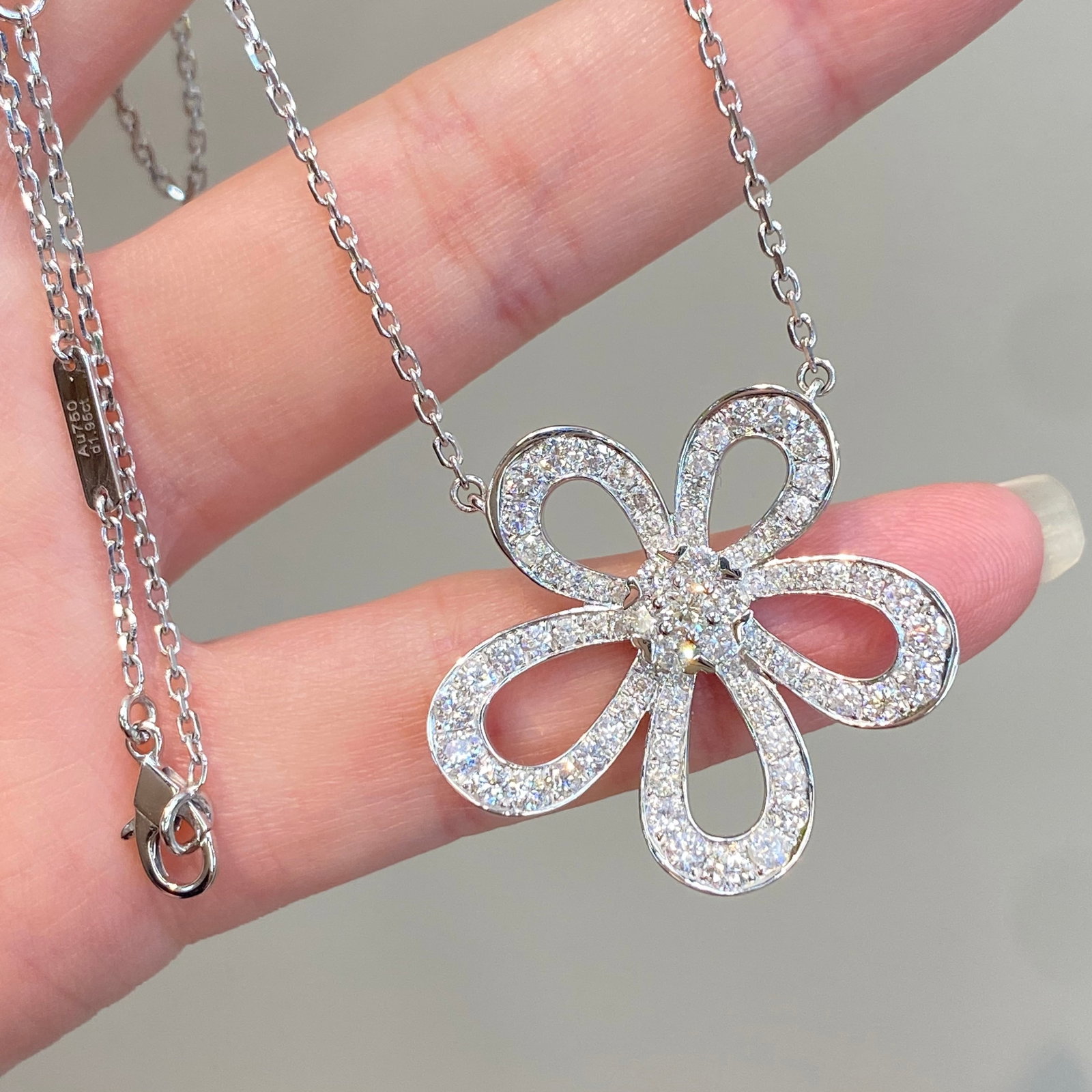 14k Gold 1.95 Ct Natural H Diamond Necklace - 3
