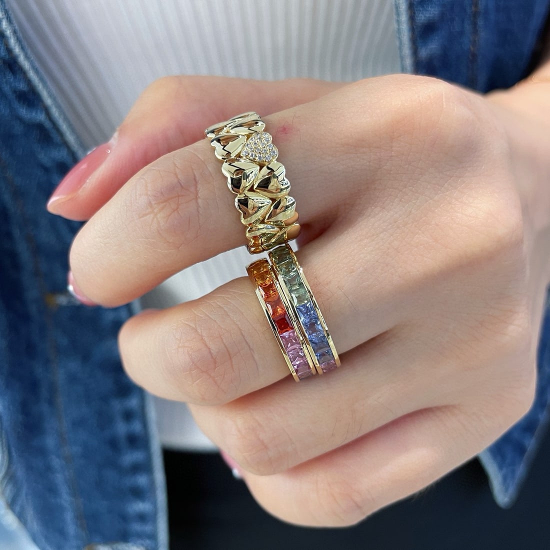 14k Gold 0.06 Ct Natural H Diamond Ring - 2