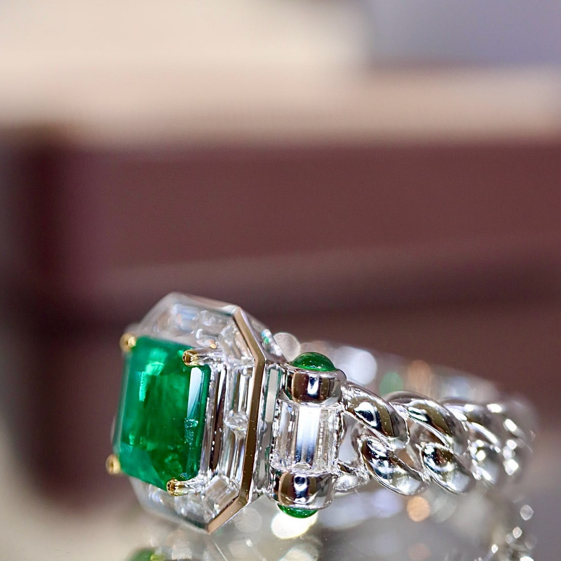14k Gold 1.66 Ctw Vivid Green Natural Emerald & Diamond Ring - 7