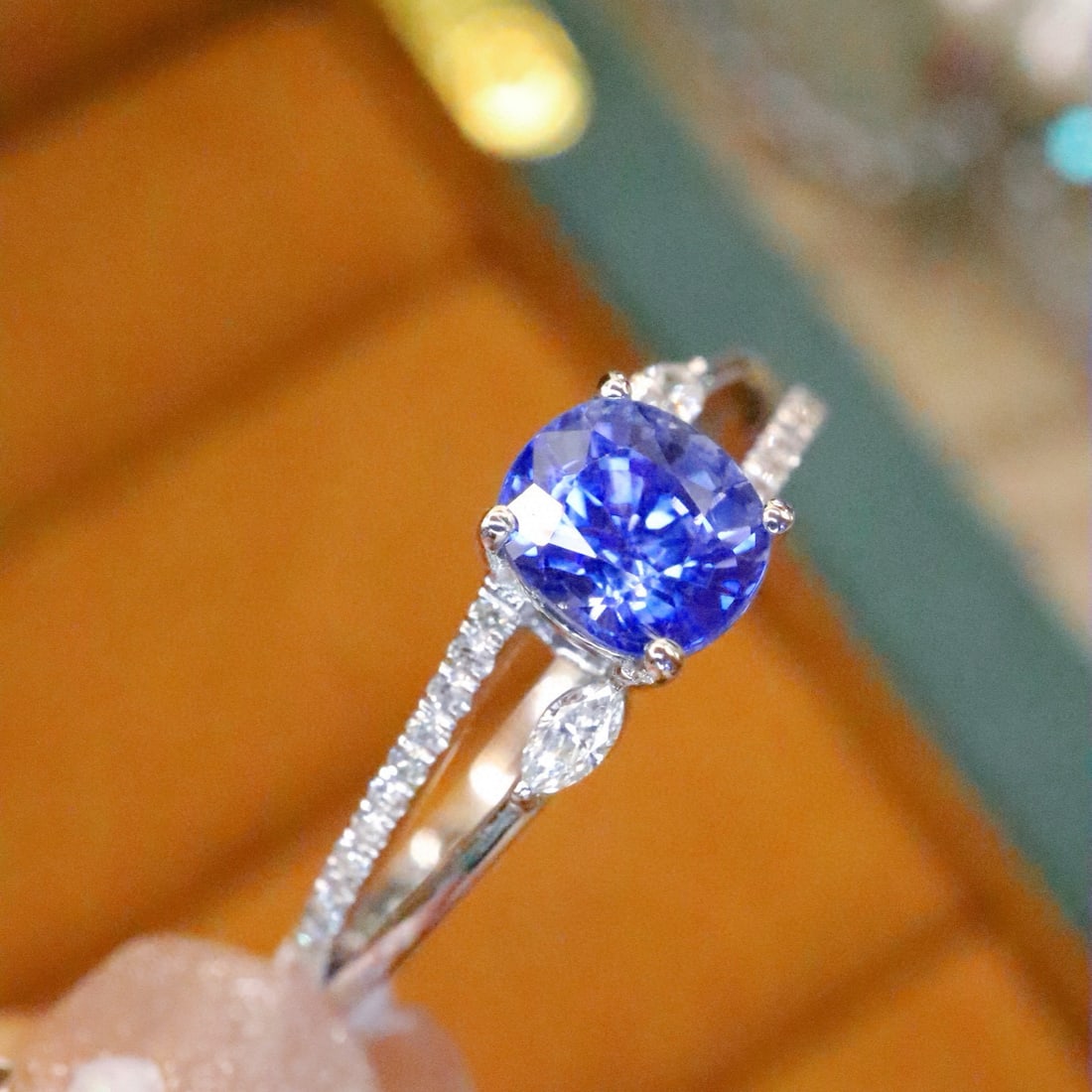 14k Gold 1.19 Ctw Natural Sapphire & Diamond Ring - 2